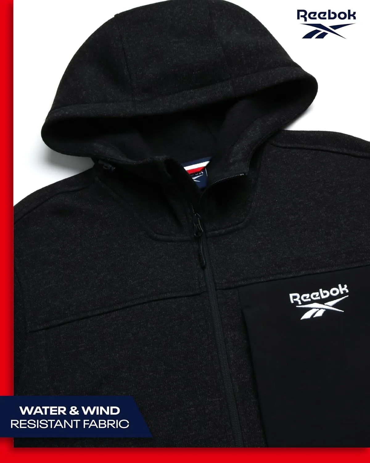 Reebok Men's Sweater Jacket - Fleece Lined Weather Resistant Insulated Outerwear - Cozy Sweater Jackets for Men (Sizes:M-XXL)