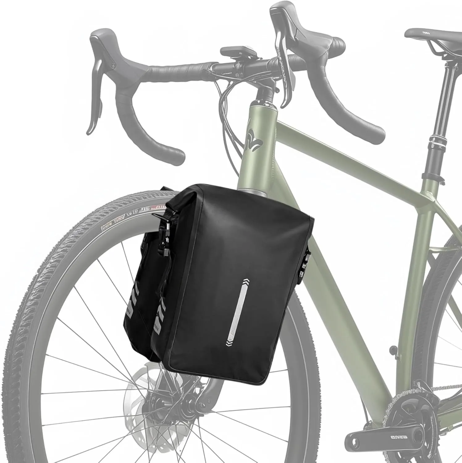 Reflective Waterproof Bike Fork Bag, 6 L Capacity, Quick-Release System with Roll-Top Design for Commuting and Outdoor Adventures