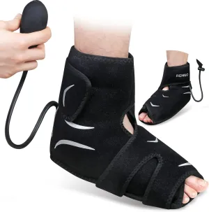 RENEO Compression Ankle Ice Pack Wrap with Air Pump, Reusable Foot Ice Wrap Hot and Cold Therapy, Ankle Brace Gel Cold Packs for Heel and Foot Recovery