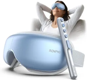 RENPHO Eye Massager FSA HSA, Eyeris1 Massage Mask Birthday Gifts, Migraine Massager with Remote, Compression, Silent Mode, Bluetooth, Heated Sleep Mask for Strain Relief, Stye Eye, Improve Sleep