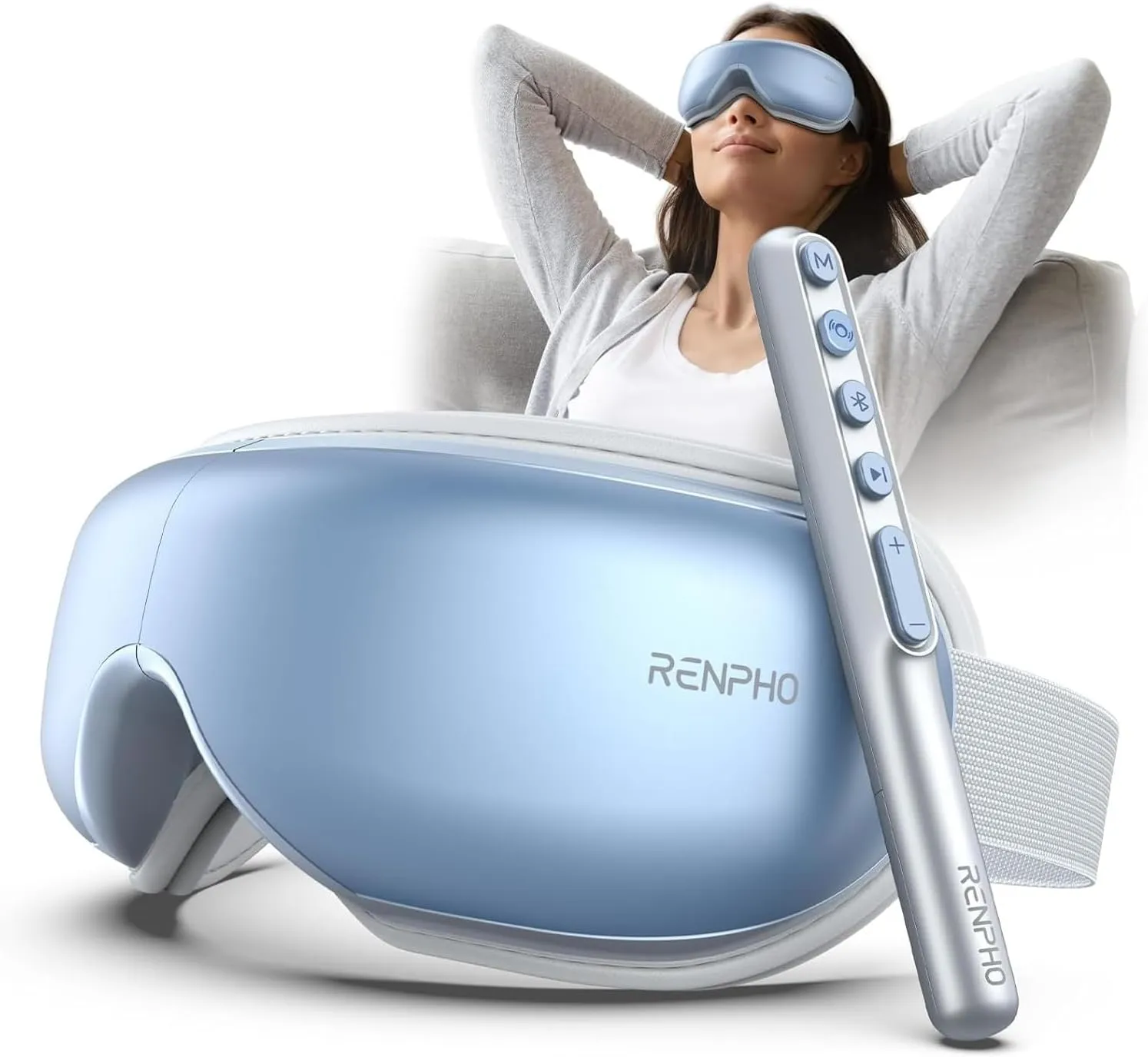 RENPHO Eye Massager FSA HSA, Eyeris1 Massage Mask Birthday Gifts, Migraine Massager with Remote, Compression, Silent Mode, Bluetooth, Heated Sleep Mask for Strain Relief, Stye Eye, Improve Sleep