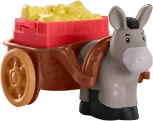 Replacement Parts for Fisher-Price Little People Christmas Manger Scene Nativity Set - HMX70 ~ Gray Donkey Pulling Brown Cart with Basket of Food ~ Works Well with All Little People Sets!