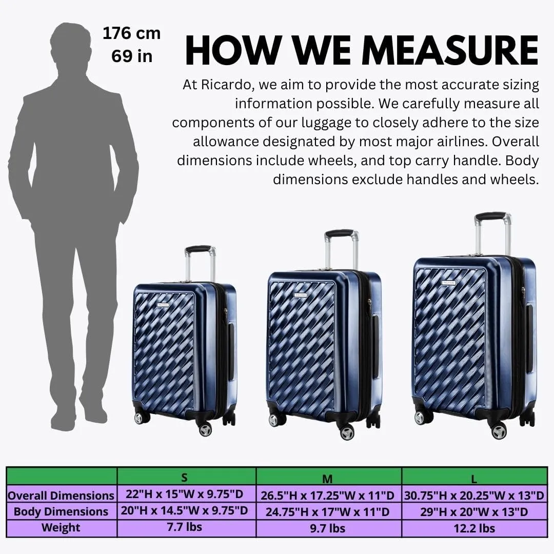 Ricardo Beverly Hills Melrose Hardside Expandable Luggage with Lightweight Construction for Smooth Traveling, Stylish, Durable, and Spacious, Men and Women, Prussian Blue, Check-In Medium 25-Inch