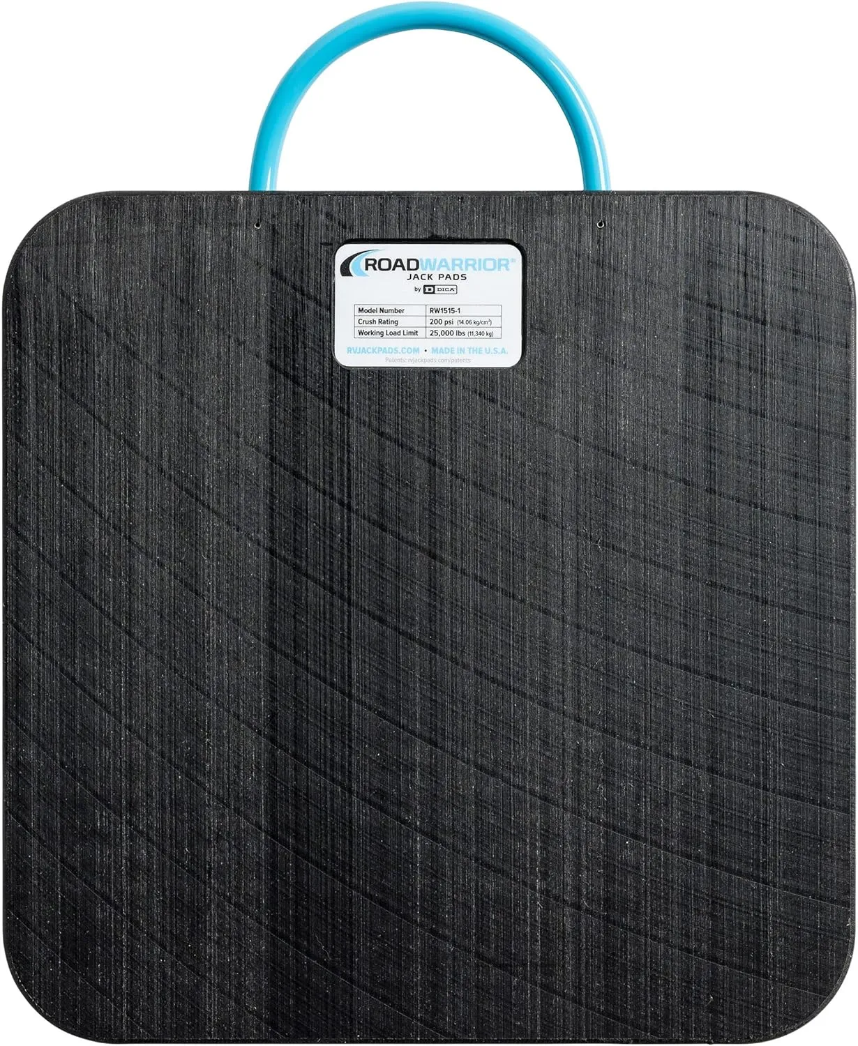 RoadWarrior Heavy Duty RV Jack Pad - Lightweight, Stackable, Waterproof, Unbreakable Outrigger Pad with Ergonomic TuffGrip Handle (One Pad,15"X15"X1")