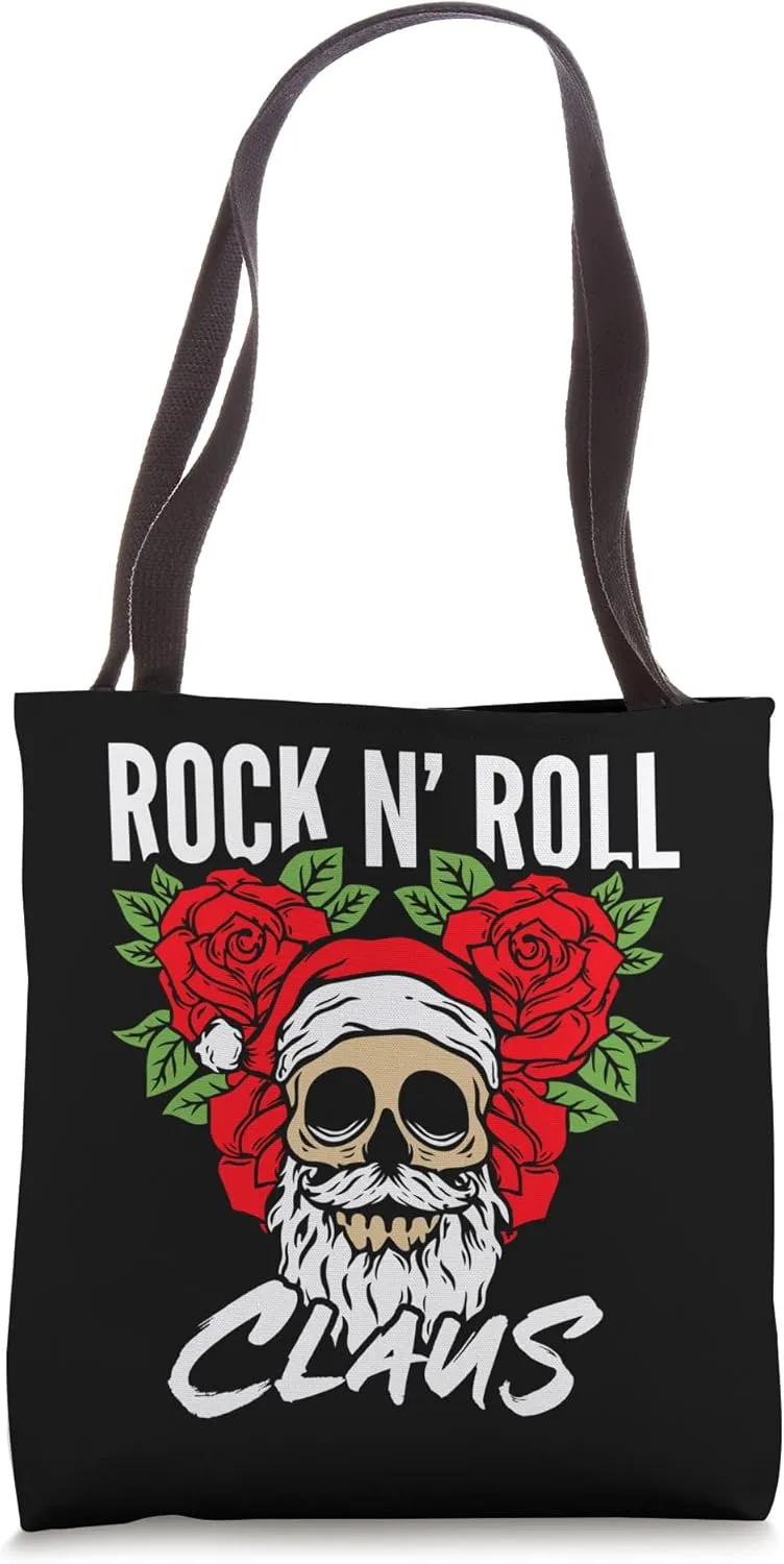 Rock N Roll Santa Clause Santa Skull Tote Bag