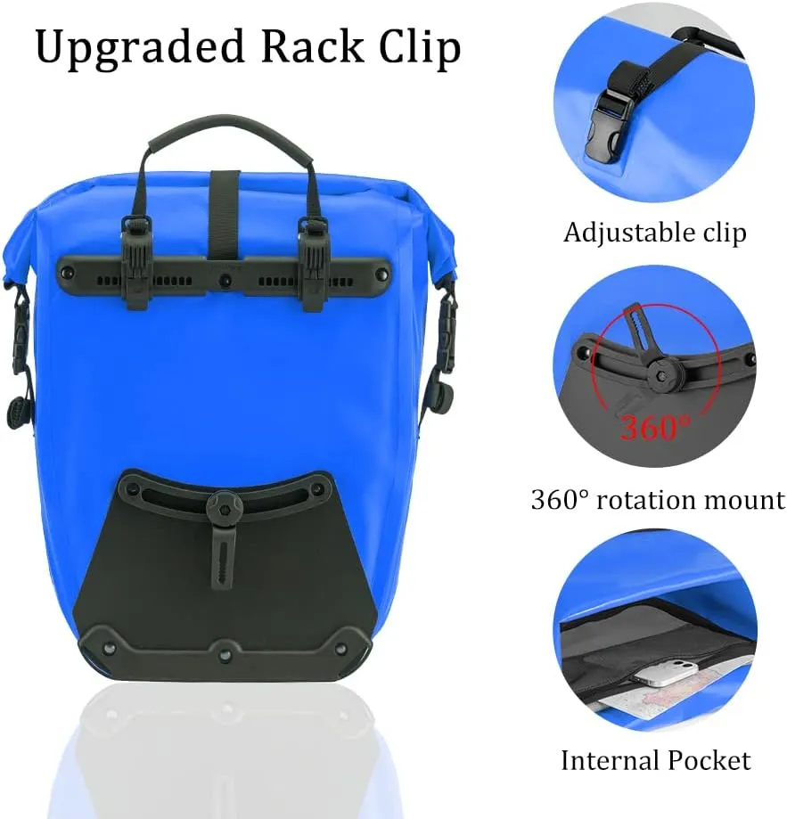 ROCKBROS Bike Panniers Waterproof Bike Rear Rack Bag Max 30L Large Capacity Bike Rear Panniers for Cycling Traveling Commuting