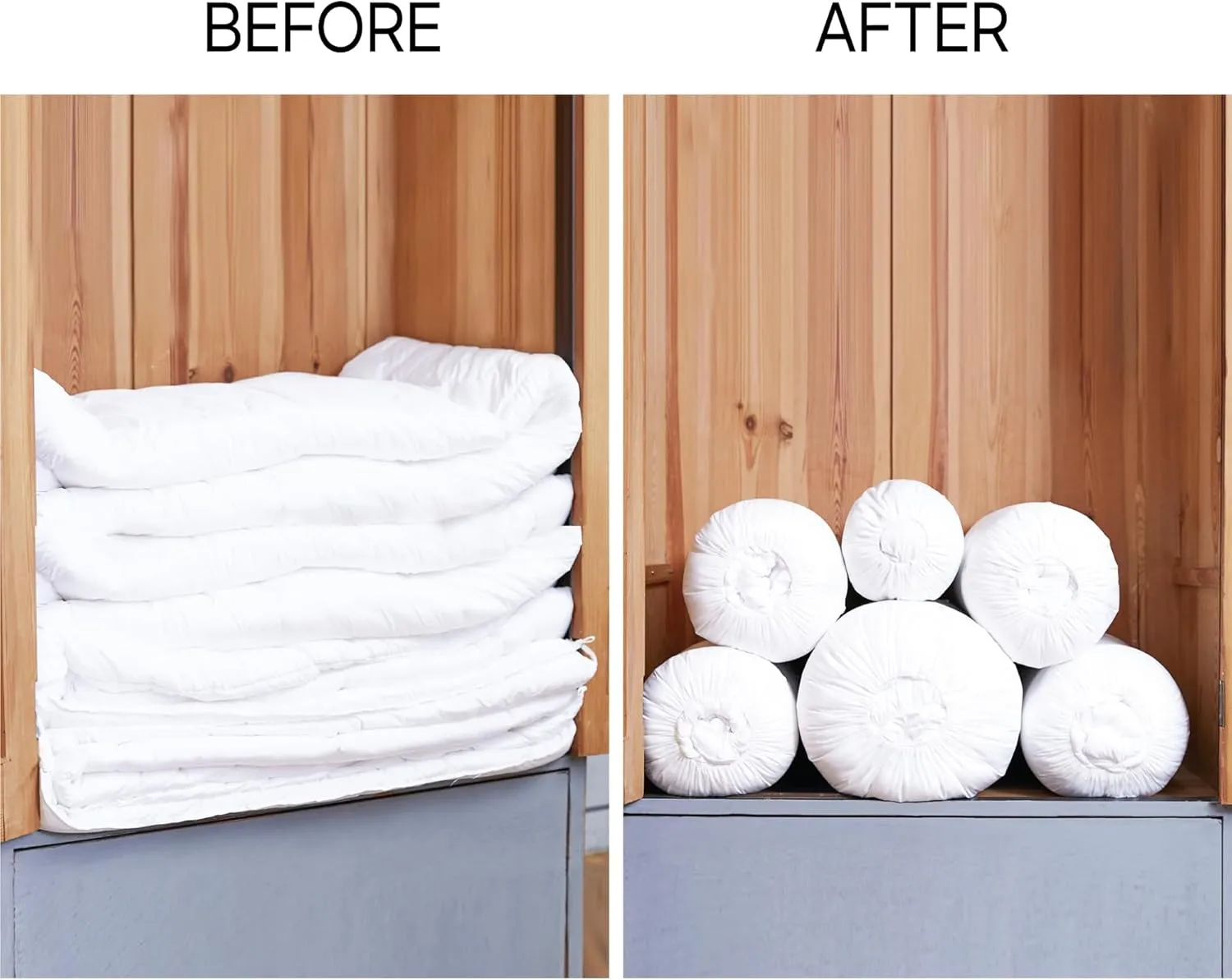 Roll&Stack Storage Bag Organizer, L(58L) X 2, Pink - Perfect for Comforters, Blankets, Bedding, Bulky Clothes, and Puffer Jackets, Breathable, Dustproof, Washable, and Durable