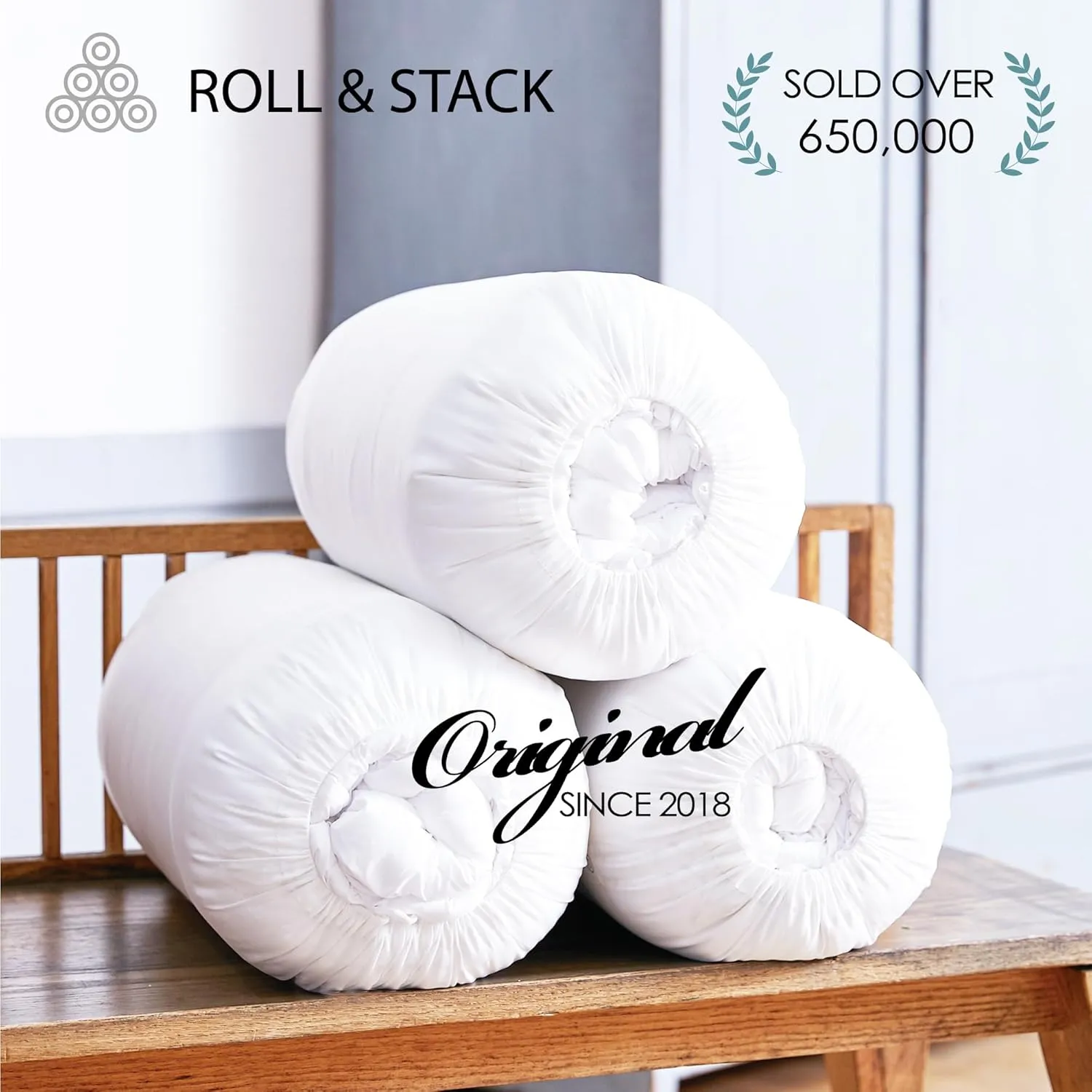 Roll&Stack Storage Bag Organizer, L(58L) X 2, Pink - Perfect for Comforters, Blankets, Bedding, Bulky Clothes, and Puffer Jackets, Breathable, Dustproof, Washable, and Durable