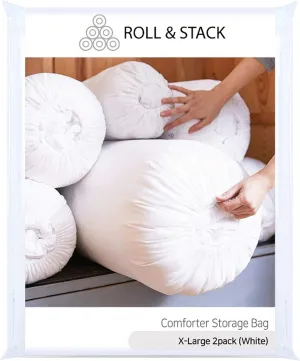 Roll&Stack Storage Bag Organizer, XL(92L) X 2, Pink - Perfect for Comforters, Blankets, Bedding, Bulky Clothes, and Puffer Jackets, Breathable, Dustproof, Washable, and Durable