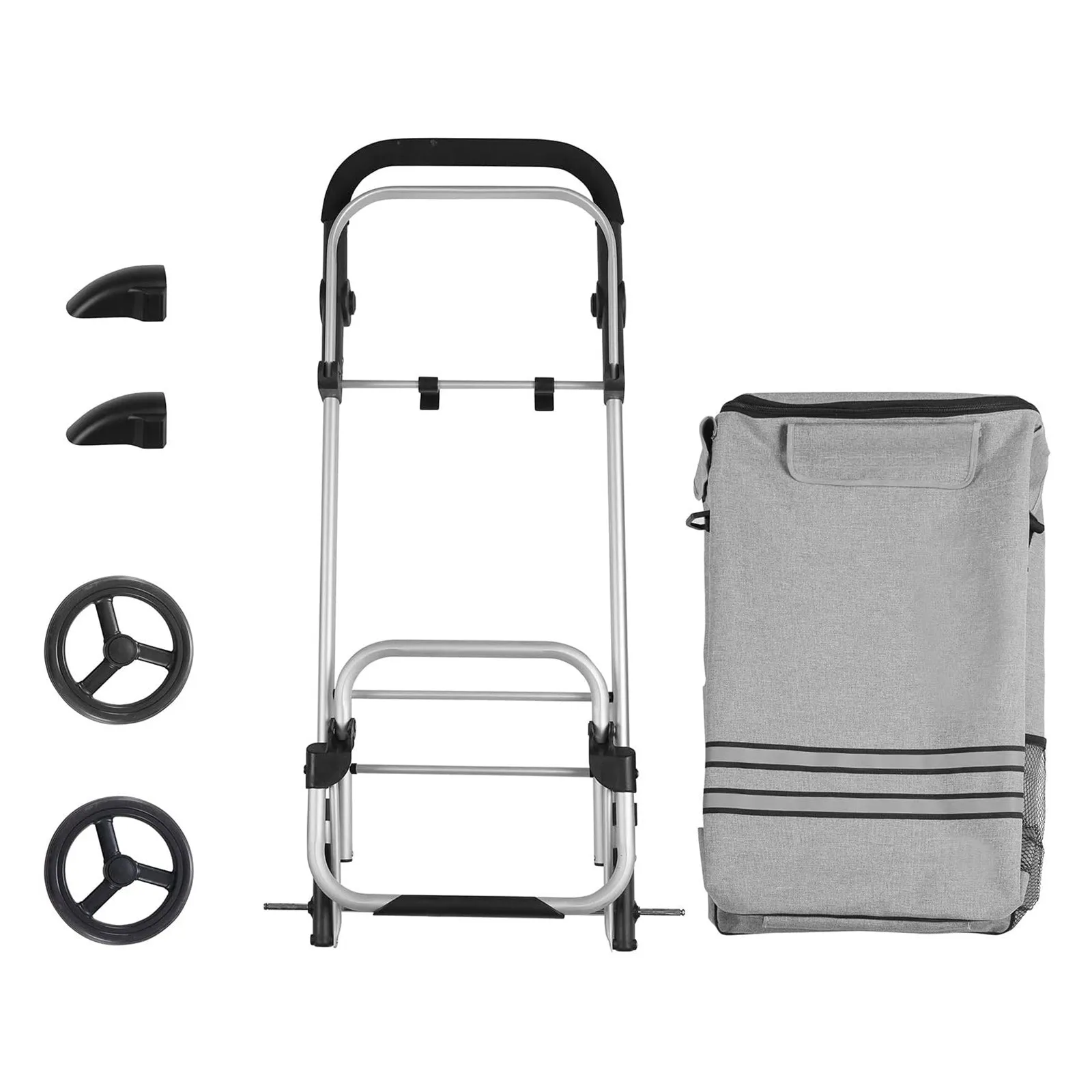 Rootz Foldable Shopping Trolley - Grocery Cart - Collapsible Utility Cart - Lightweight Design - 45cm x 35cm x 92cm