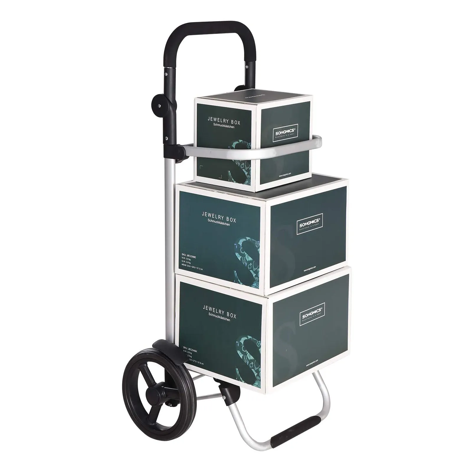 Rootz Foldable Shopping Trolley - Grocery Cart - Collapsible Utility Cart - Lightweight Design - 45cm x 35cm x 92cm