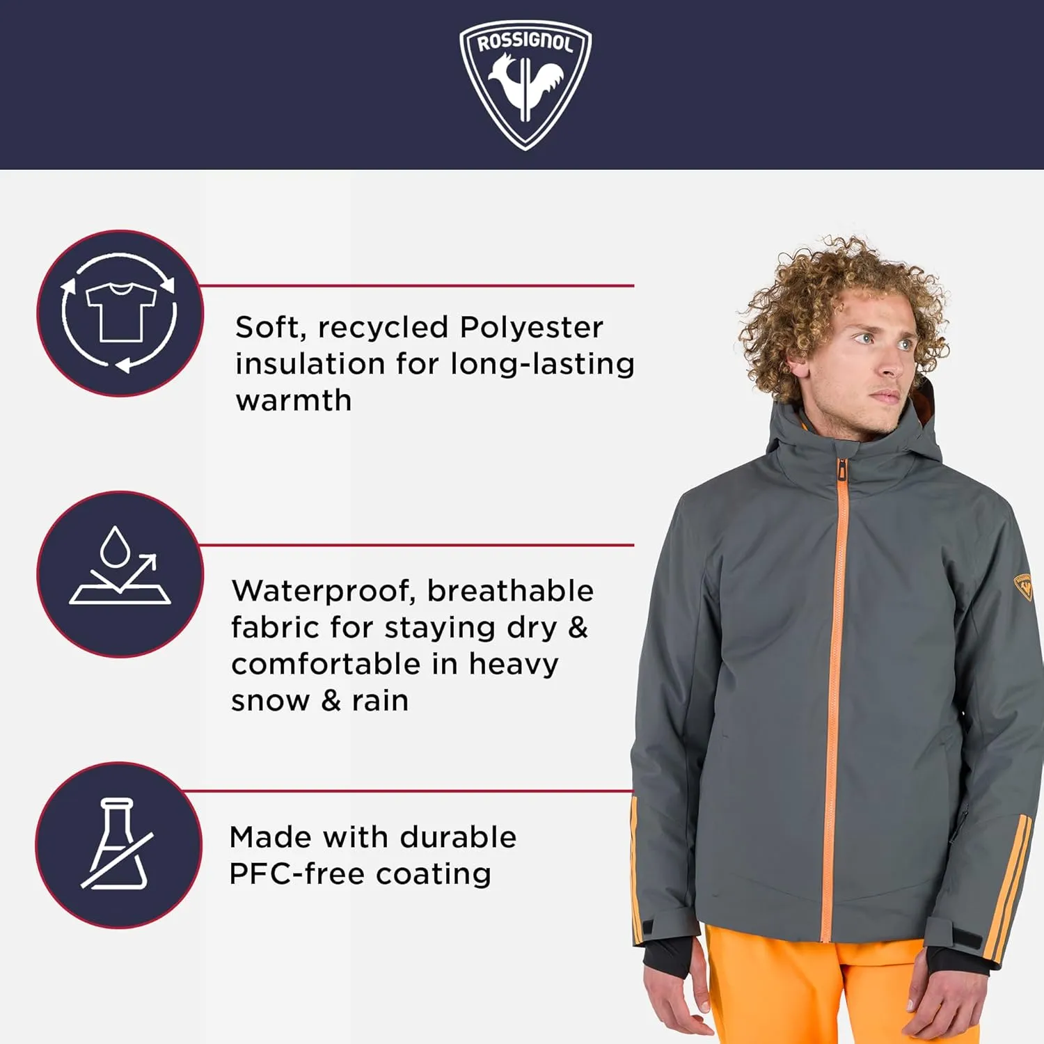 Rossignol Strawpile Jacket - Insulated Ski Jacket - Waterproof Snowboard Jacket for Men