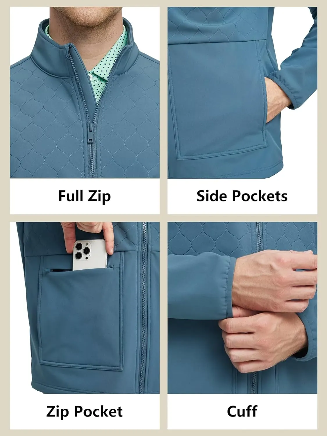 Rouen Soft Shell Jacket Mens Fleece Lined Lightweight Zip Up Water-Repellent Windbreaker Insulated Spring Fall Winter Jackets