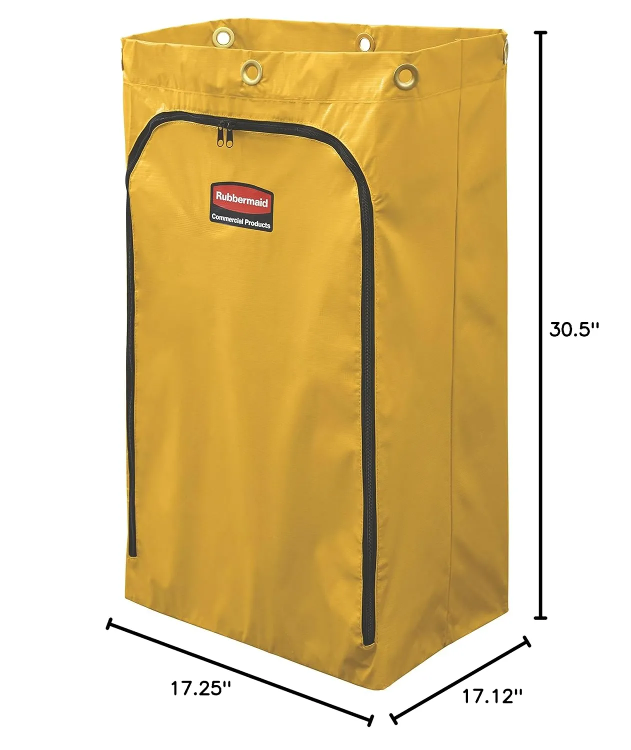 Rubbermaid Commercial Products Durable Replacement Front Zippered Vinyl Bag, 24 Gal, Yellow, for Industrial Janitorial Cleaning Cart, Waste, Linen/Laundry/Trash Collection