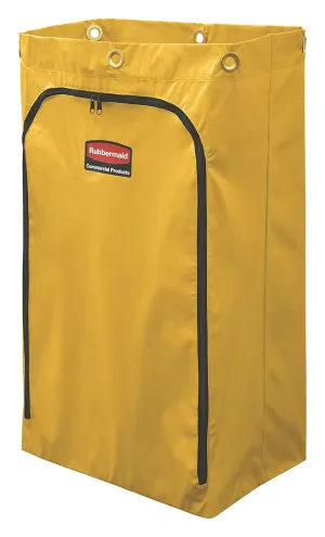 Rubbermaid Commercial Products Durable Replacement Front Zippered Vinyl Bag, 24 Gal, Yellow, for Industrial Janitorial Cleaning Cart, Waste, Linen/Laundry/Trash Collection