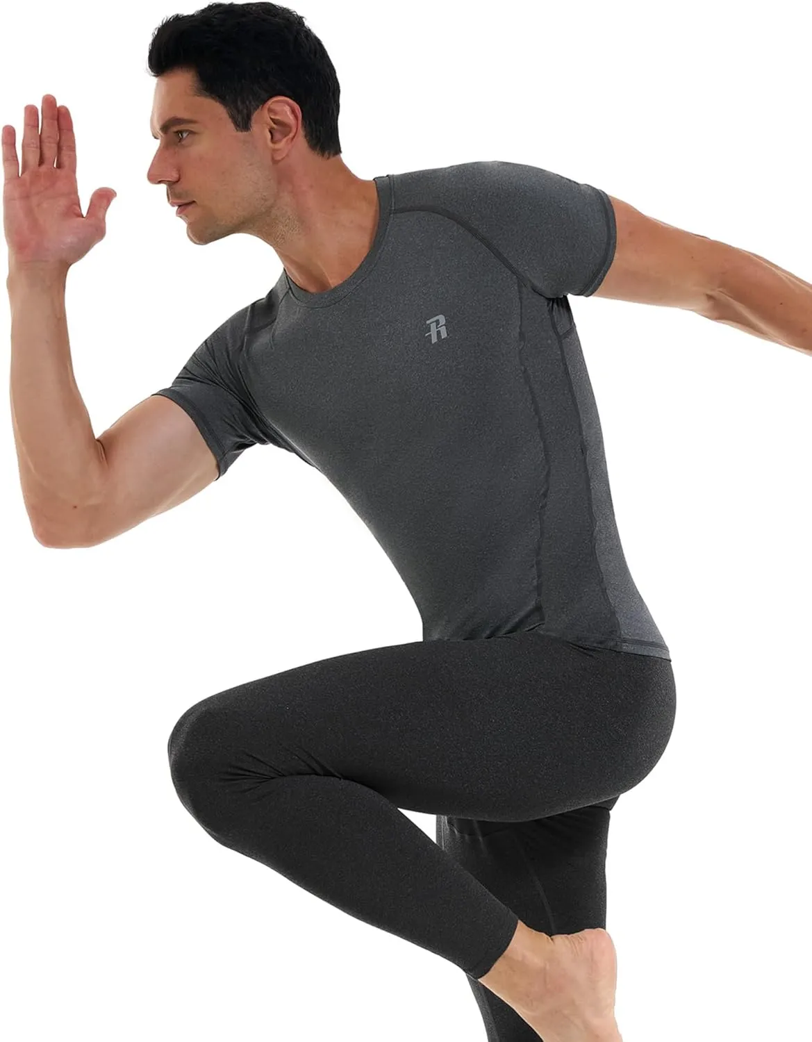 Runhit 3 Pack Men's Compression Shirts Short Sleeve Athletic T Shirt Cool Dry Workout Tops Sports Base Layer Undershirt
