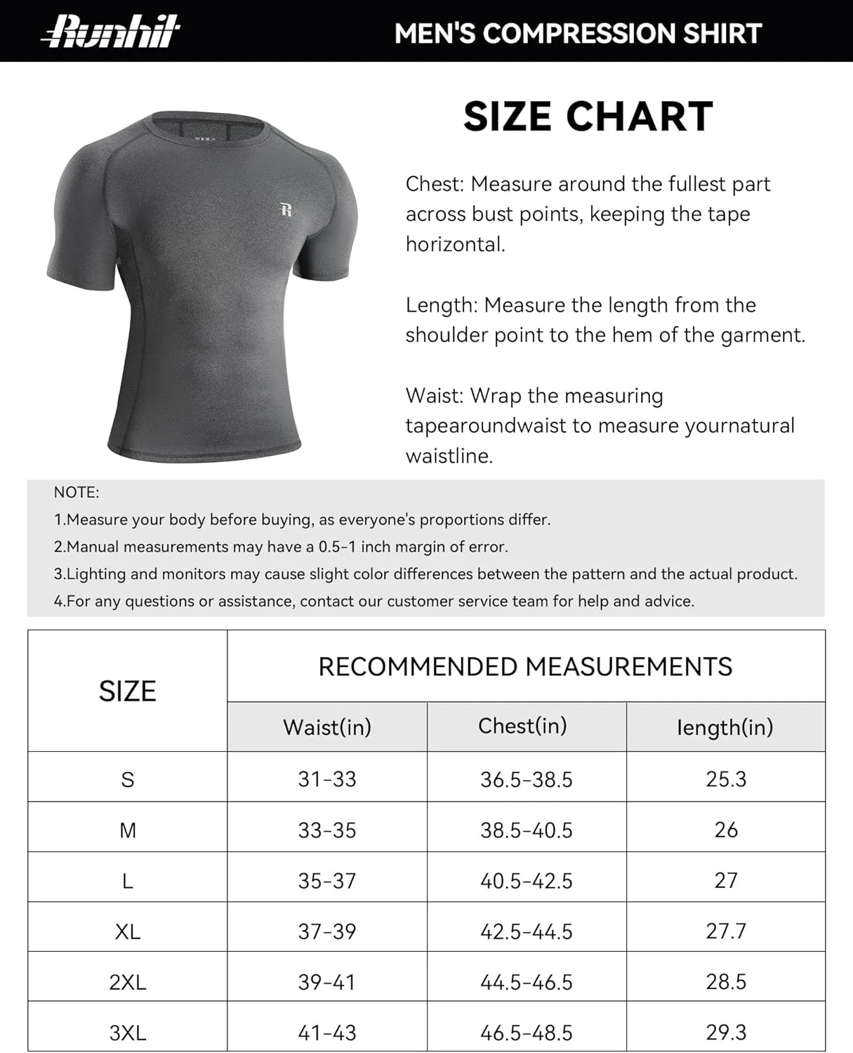 Runhit 3 Pack Men's Compression Shirts Short Sleeve Athletic T Shirt Cool Dry Workout Tops Sports Base Layer Undershirt