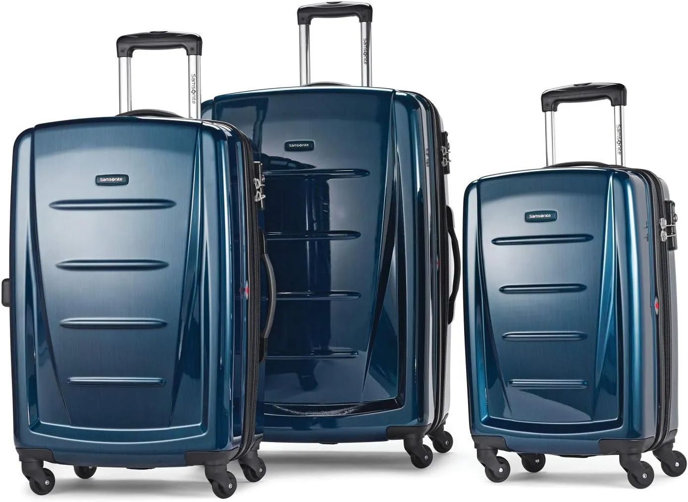 Samsonite Winfield 2 Hardside Expandable Luggage with Spinner Wheels, Deep Blue, Checked-Large 28-Inch