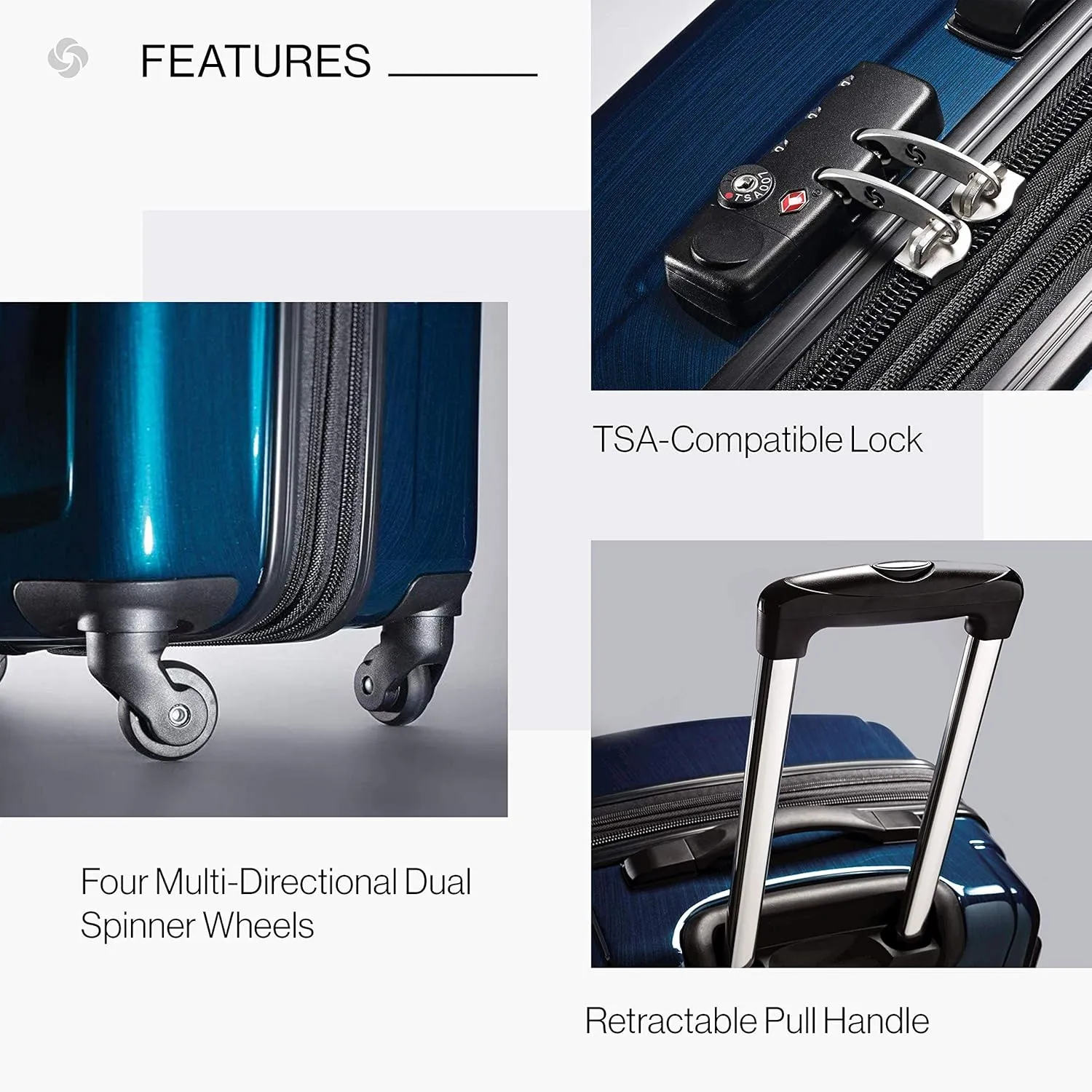 Samsonite Winfield 2 Hardside Expandable Luggage with Spinner Wheels, Deep Blue, Checked-Large 28-Inch
