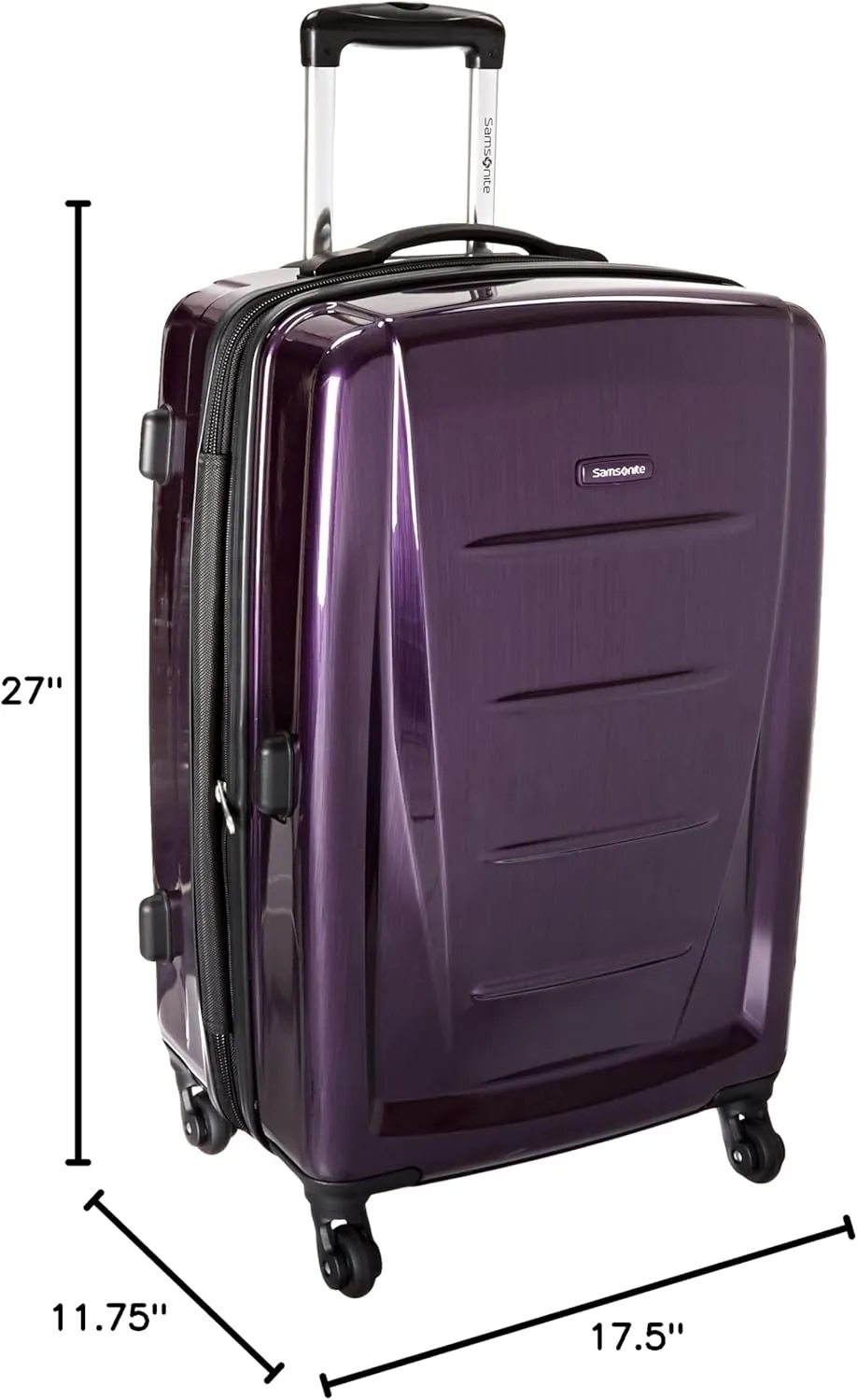 Samsonite Winfield 2 Hardside Expandable Luggage with Spinner Wheels, Purple, Checked-Medium 24-Inch