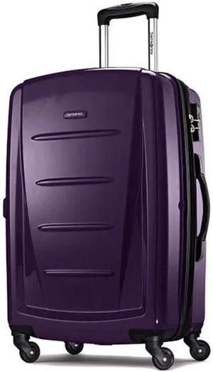 Samsonite Winfield 2 Hardside Expandable Luggage with Spinner Wheels, Purple, Checked-Medium 24-Inch