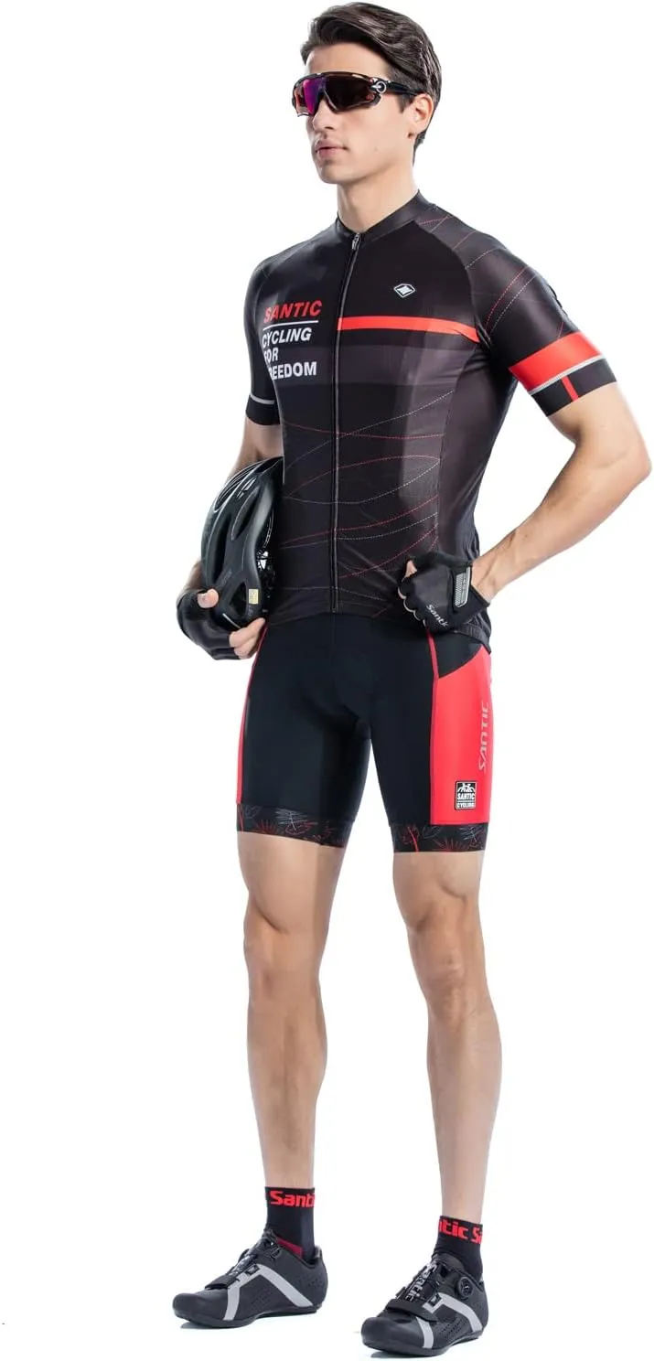 Santic Cycling Bib Shorts Men Padded Cycling Bib Tights Men Bike Bibs with Pocket