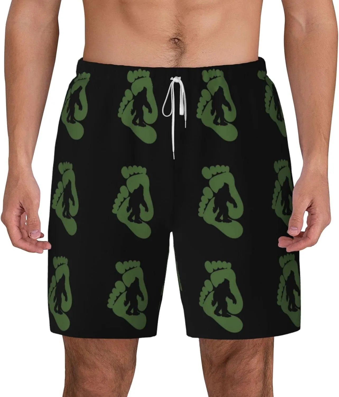 Sasquatch Men's Double Layer Swim Trunks Beach Shorts with Compression Liner Swimwear
