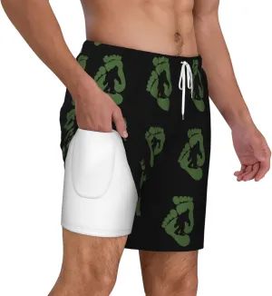 Sasquatch Men's Double Layer Swim Trunks Beach Shorts with Compression Liner Swimwear