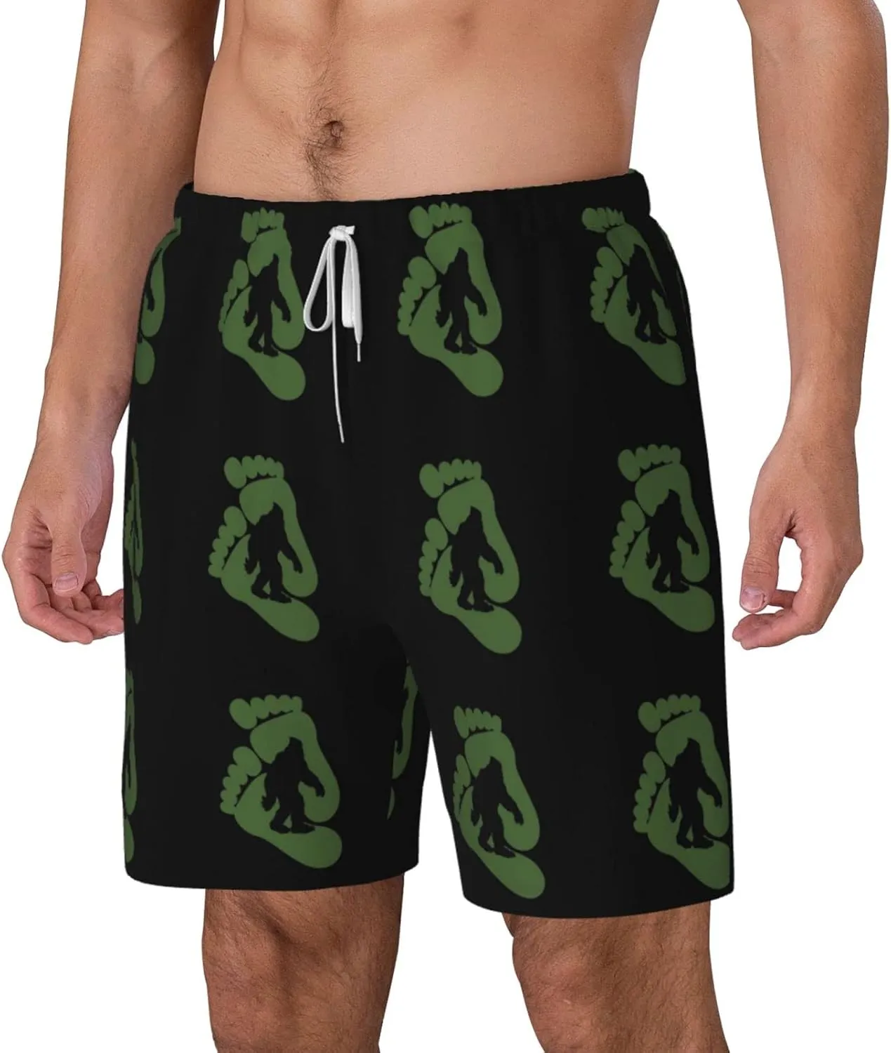 Sasquatch Men's Double Layer Swim Trunks Beach Shorts with Compression Liner Swimwear