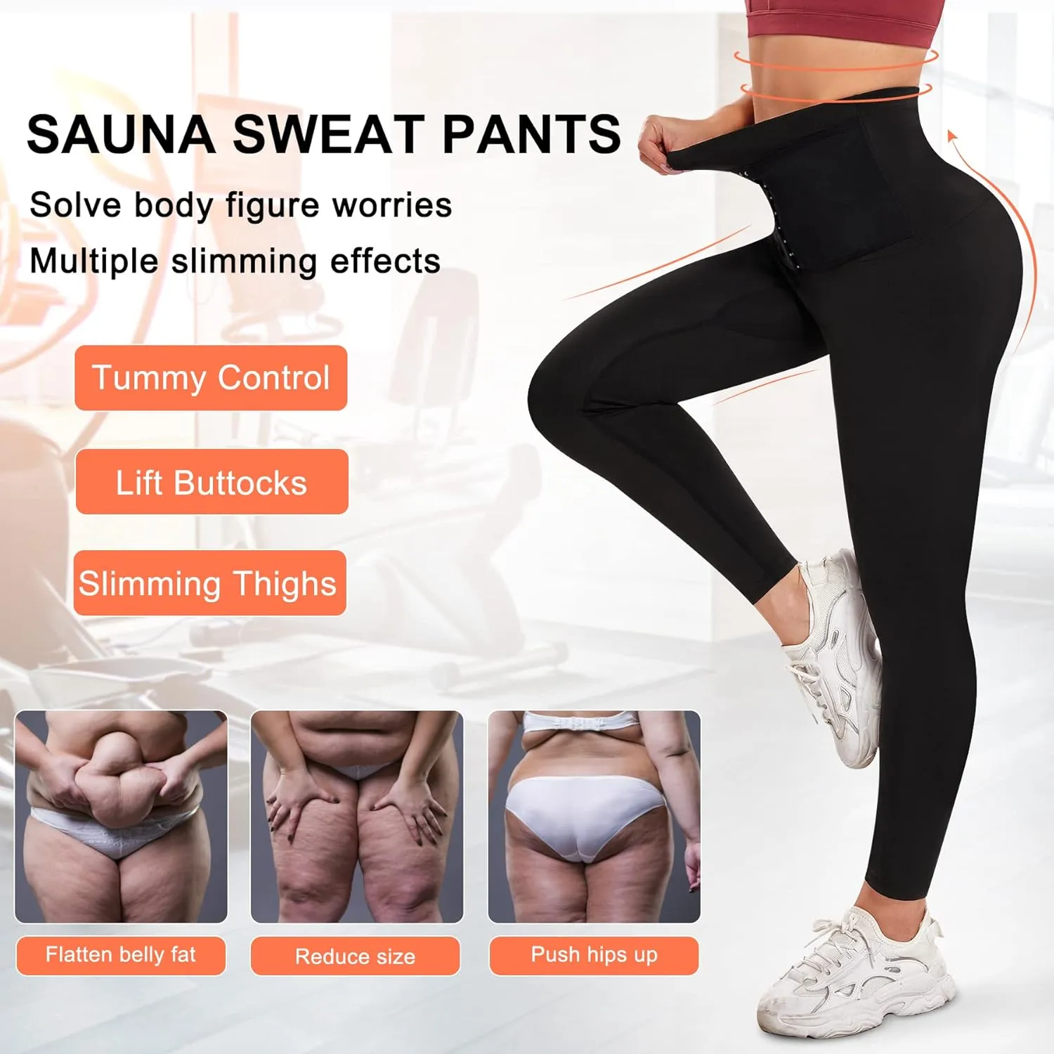 SCARBORO Sauna Sweat Pants for Women High Waist Compression Slimming Weights Thermo Legging Workout Body Shaper Sauna Suit