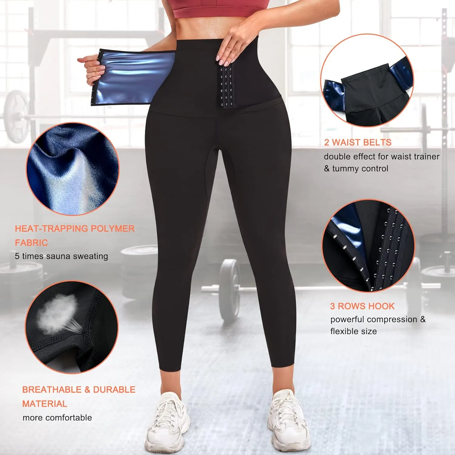 SCARBORO Sauna Sweat Pants for Women High Waist Compression Slimming Weights Thermo Legging Workout Body Shaper Sauna Suit
