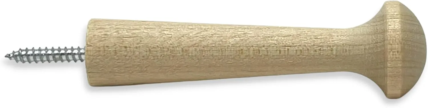 Screw-On Shaker Pegs Birch Hardwood - 2.9-Inch Wood Length Plus Hangerbolt - 10-Pack