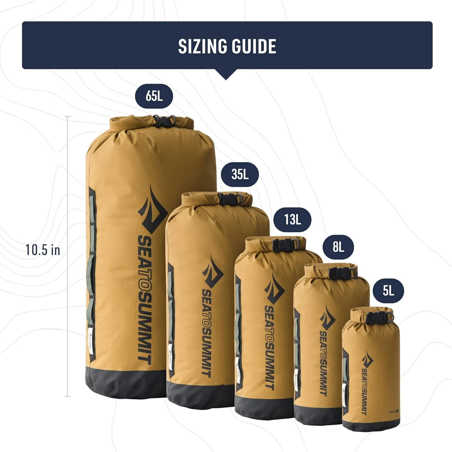 Sea to Summit Big River Dry Bag, Heavy-Duty Dry Storage, 65 Liter, Gold Brown