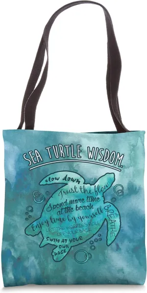 Sea Turtle Lovers Hawaiian Honu Wisdom Slow Down And Breathe Tote Bag
