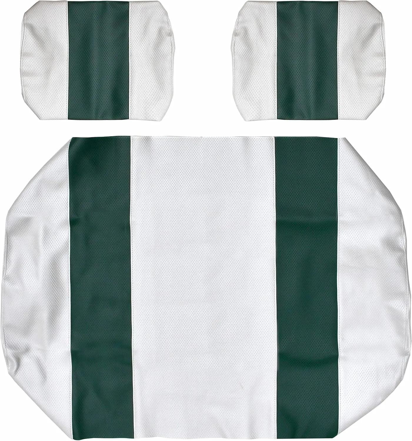 Seat Cover Replacement for Yamaha G-16/G-22 Golf Cart - Front Bench Seat - Premium Marine Vinyl - 5 Panel Stitching - Staple On Installation - Two-Tone Golf Cart Seat Covers (White & Green)