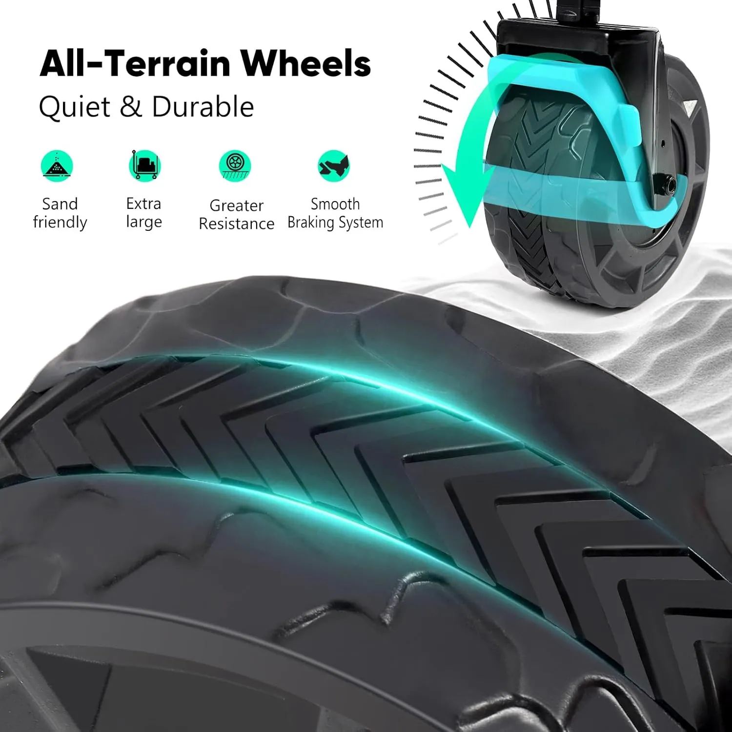 Sekey Wagon Cart with Big All-Terrain Beach Wheels, Collapsible Heavy Duty Extended Wagons with Taligate, Foldable Utility Carts for Camping, Garden, Outdoor, Grocery, Sports. Turquoise