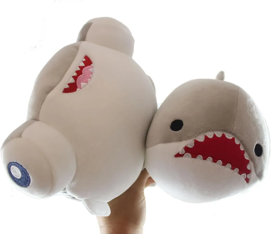 Set of 2 Plush Sharks - Great White and Hammerhead Shark with Googly Eyes Stuffed Animal Toy - Soft Squishy Sea Aquatic Animal Stuffie