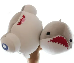 Set of 2 Plush Sharks - Great White and Hammerhead Shark with Googly Eyes Stuffed Animal Toy - Soft Squishy Sea Aquatic Animal Stuffie