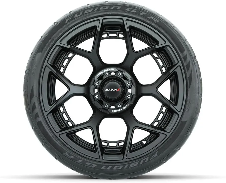 Set of 4 MadJax 15" Evolution Matte Black Lifted Golf Cart Wheels on 215/40-15 (22") GTW Fusion GTR Street Tires