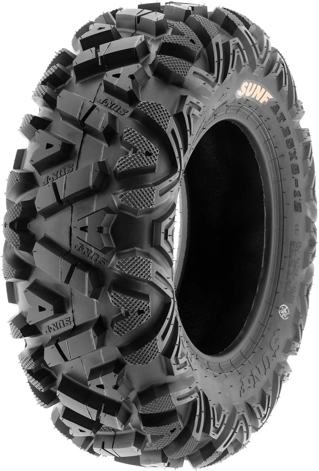 Set of 4 SunF Power.I ATV UTV all-terrain Tires 25x8-12 Front & 25x10-12 Rear, 6 PR, Tubeless A033
