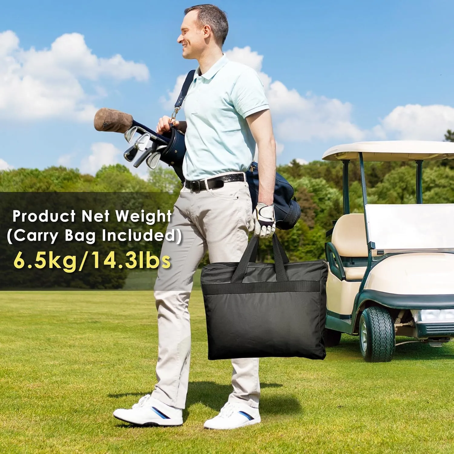 SHANTRA Golf Cart Enclosure, Golf Cart Cover for 2/4 Passengers with 4-Sided Transparent Windows, Portable & Universal Rain Cover with Carrying Bag - Waterproof