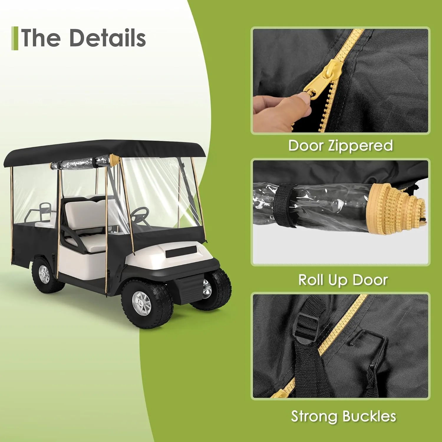SHANTRA Golf Cart Enclosure, Golf Cart Cover for 2/4 Passengers with 4-Sided Transparent Windows, Portable & Universal Rain Cover with Carrying Bag - Waterproof