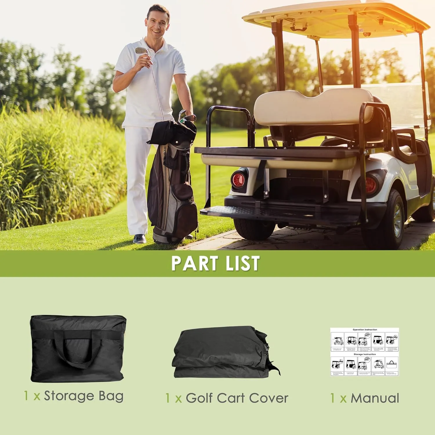 SHANTRA Golf Cart Enclosure, Golf Cart Cover for 2/4 Passengers with 4-Sided Transparent Windows, Portable & Universal Rain Cover with Carrying Bag - Waterproof