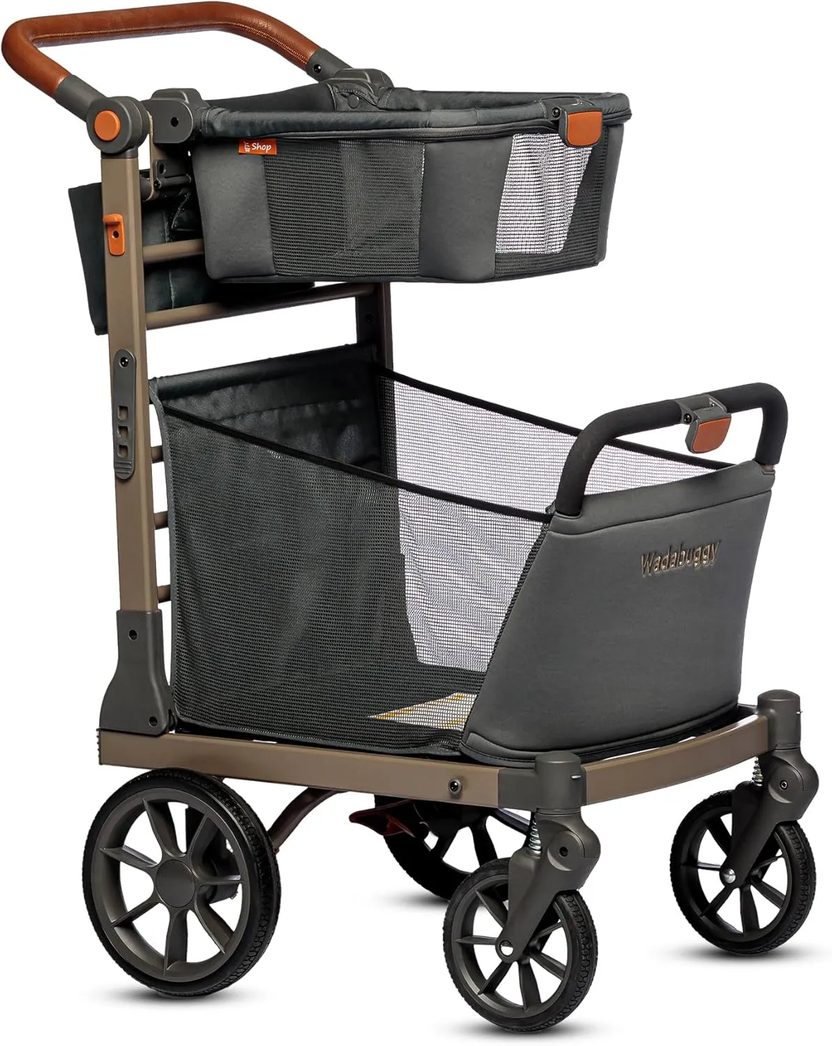Shop Foldable Shopping Cart - Portable & Lightweight Folding Utility Carts with Easy to Maneuver Wheels, Storage Baskets for Grocery and Heavy Duty, Cup Holders & Zippered Pouch