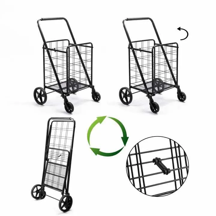 Shopping Basket Trolley, Utility Cart, Foldable Grocery Cart