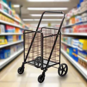 Shopping Basket Trolley, Utility Cart, Foldable Grocery Cart