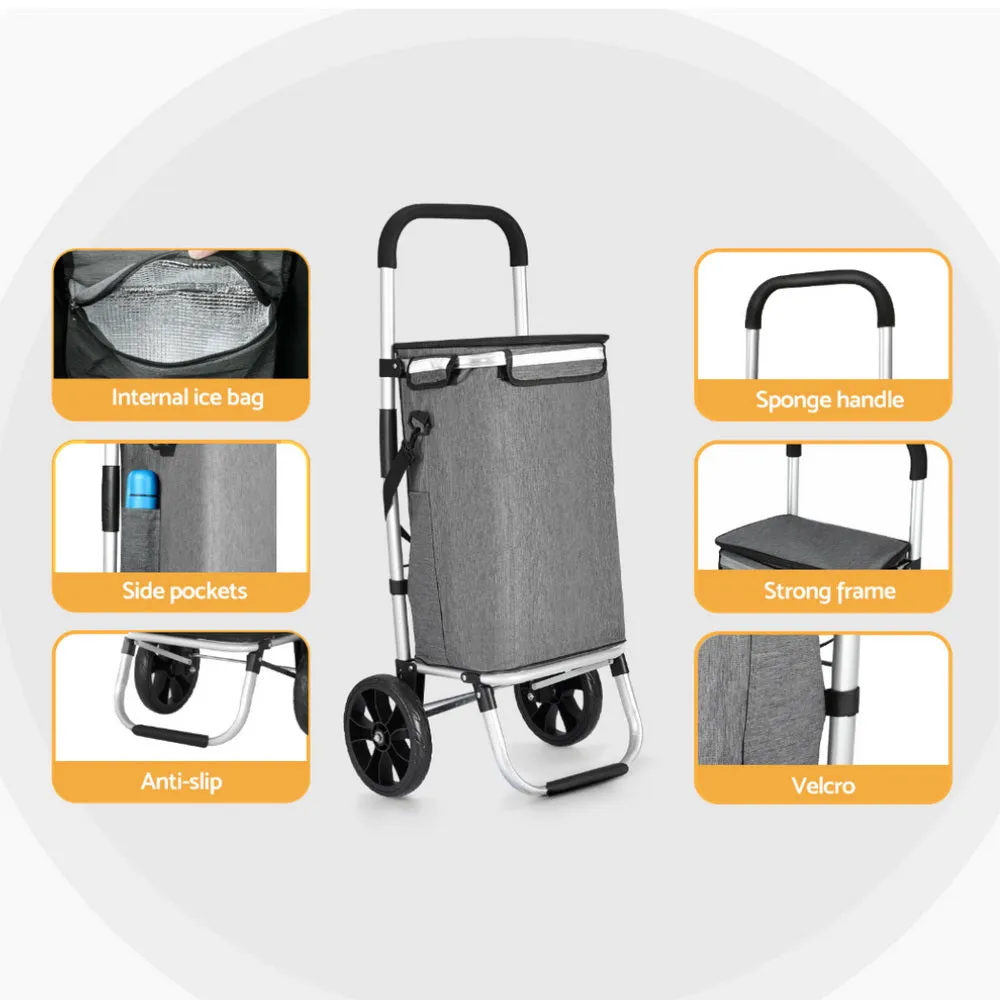 Shopping Trolley Cart 45Kg Foldable Grey