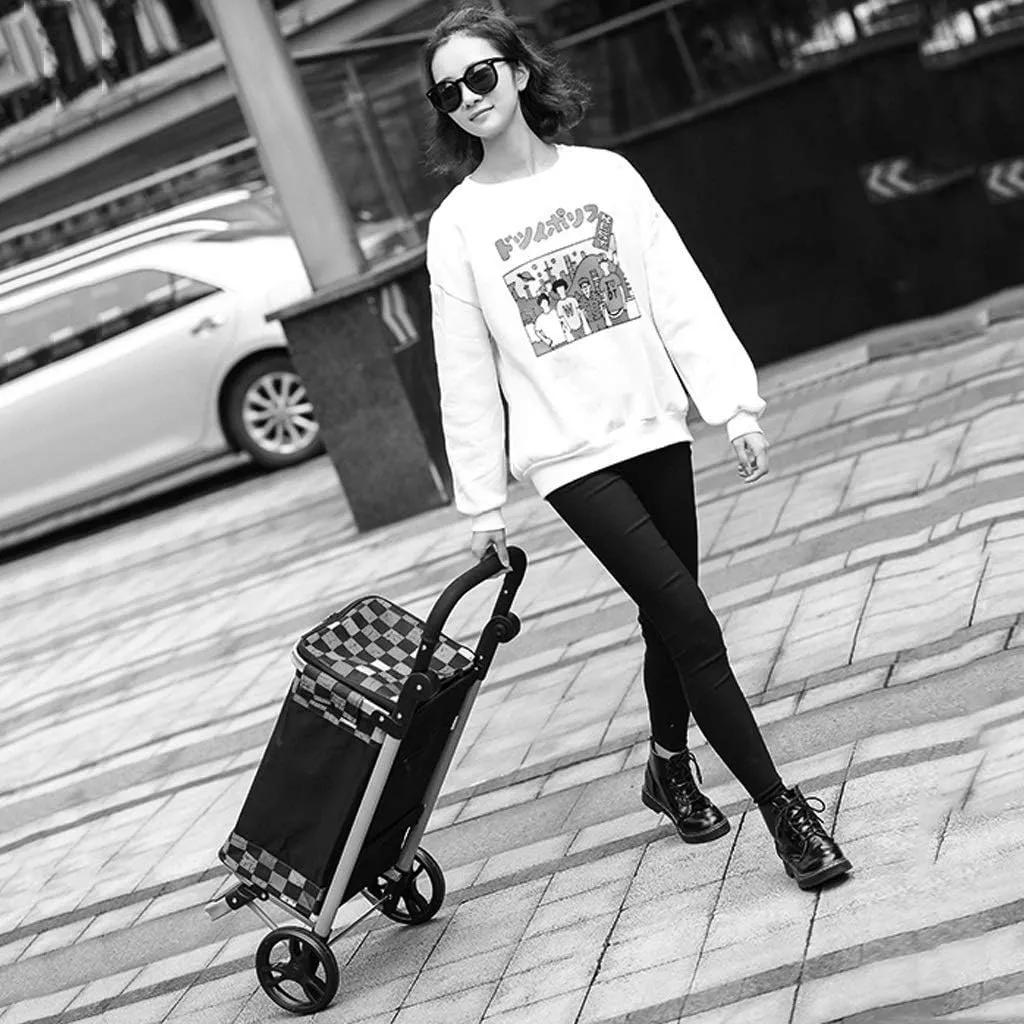 Shopping Trolley,Multi-Function Kitchen Storage Utility-Carts Shopping Grocery Go Out Small Cart/Portable Large Capacity Elderly Walking Assist