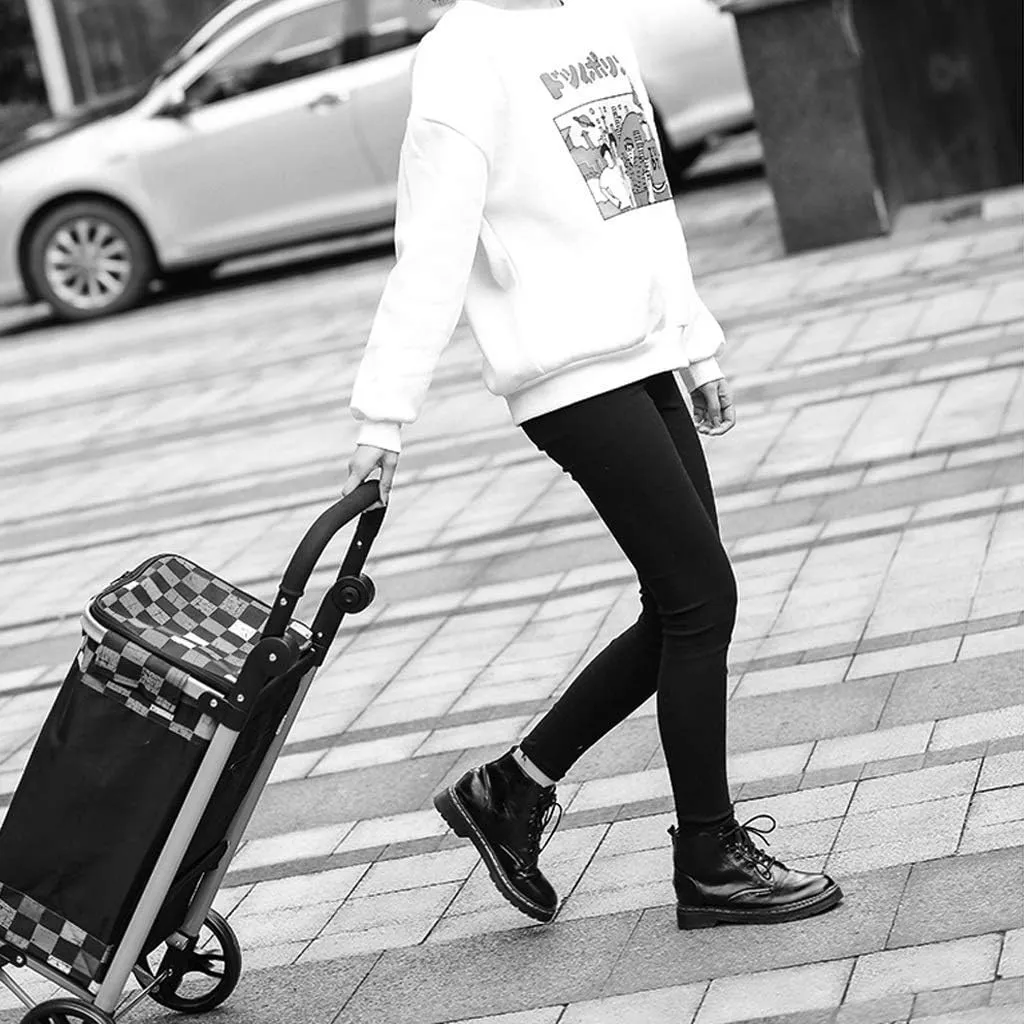 Shopping Trolley,Multi-Function Kitchen Storage Utility-Carts Shopping Grocery Go Out Small Cart/Portable Large Capacity Elderly Walking Assist