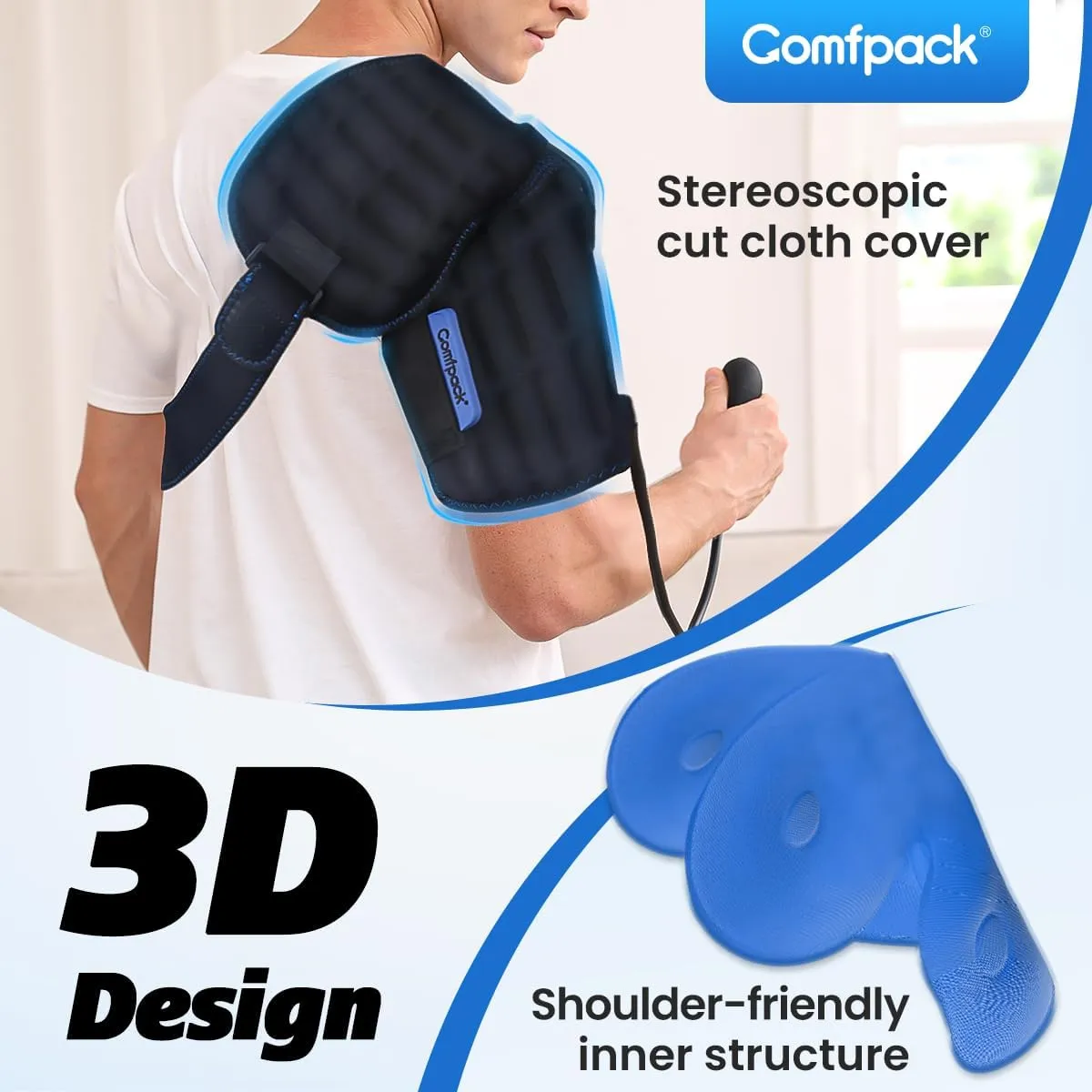 Shoulder Ice Pack with Compression for Rotator Cuff Cold Therapy, Reusable Gel Ice Pack Wrap for Shoulder Injuries, Pain Relief, Swelling, Surgery, Tendonitis, Bursitis